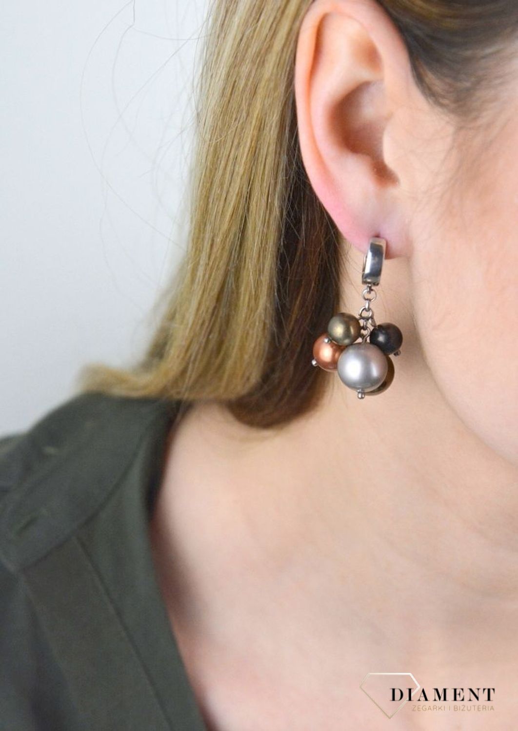 Kolczyki wiszące srebrne kolorowe perły Swarovski Elements KWM 5810 Swarovski JESIEŃ.jpg